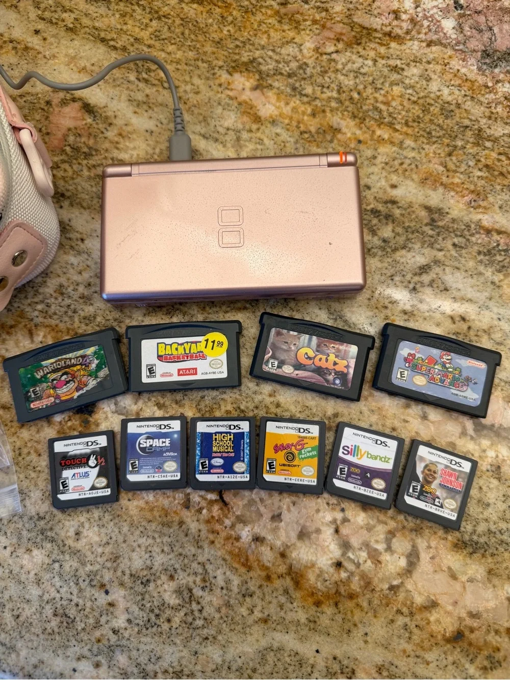 Nintendo DS Lite Pink Console with 10 Games and Accessories